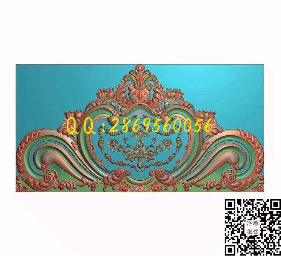 欧式大床靠头玫瑰1802-924-35_欧式长条洋花横洋花门楣门头花门花洋贴花门上花镂空洋花精雕图浮雕图